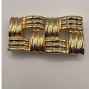 Vintage Dotty Smith Geometric Belt Buckle Gold Tone Signed 2.5"